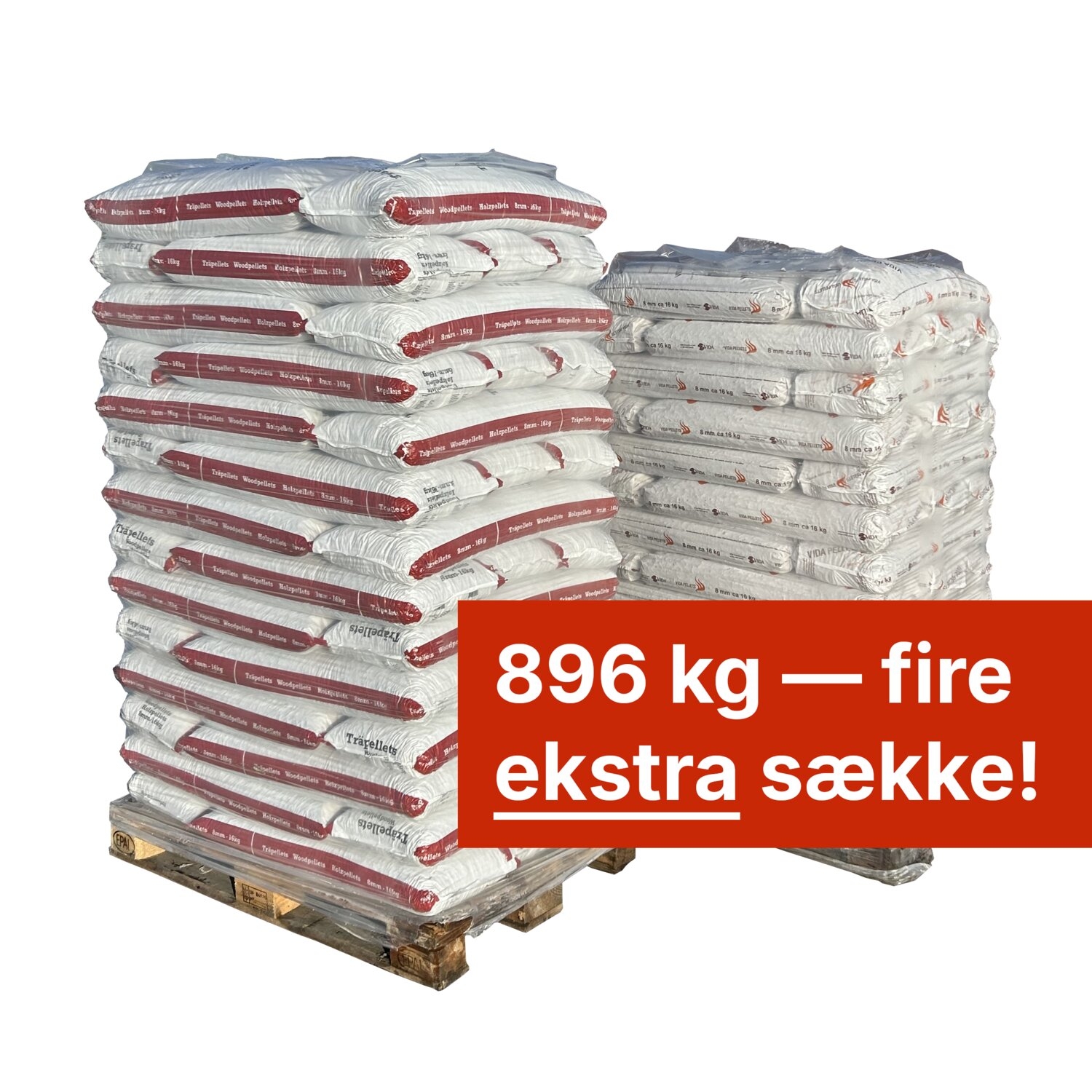 6 mm træpiller inkl. hjemmelevering 896 kg