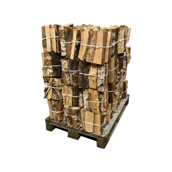 Torr staplad Björkved i buntar på pall - 1m³