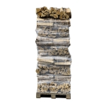 Ugnstorkad Björkved i buntar på pall, långa 38 cm bitar, 1,8 m³ Staplad